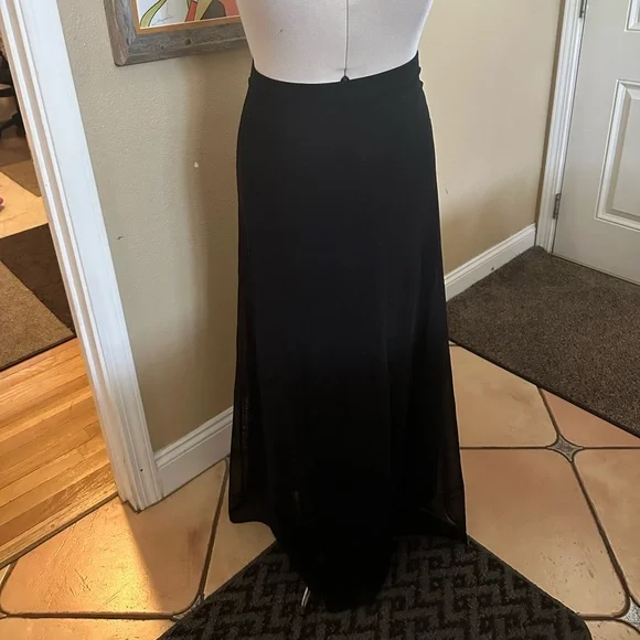 Vintage Tadashi black tulle and knit skirt sz 12 (C9) - Picture 4 of 6